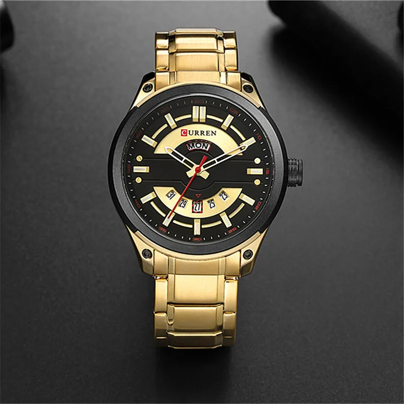 Curren Watches Mens en acier inoxydable Quartz Horaire avec un calendrier Casual Business Horloge masculine 30m Relogie imperméable Masculino265b