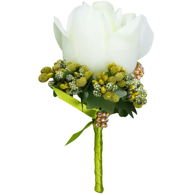 装飾的な花の花輪メンズシミュレーションシルクローズブートニエールピンブローチウェディングデコレーションフラワーグルームコサージカラー235l