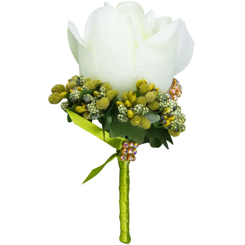 Dekorativa blommor kransar mäns simulering siden ros boutonniere stift brosch bröllop dekorationer blommor brudgum corsage color186q