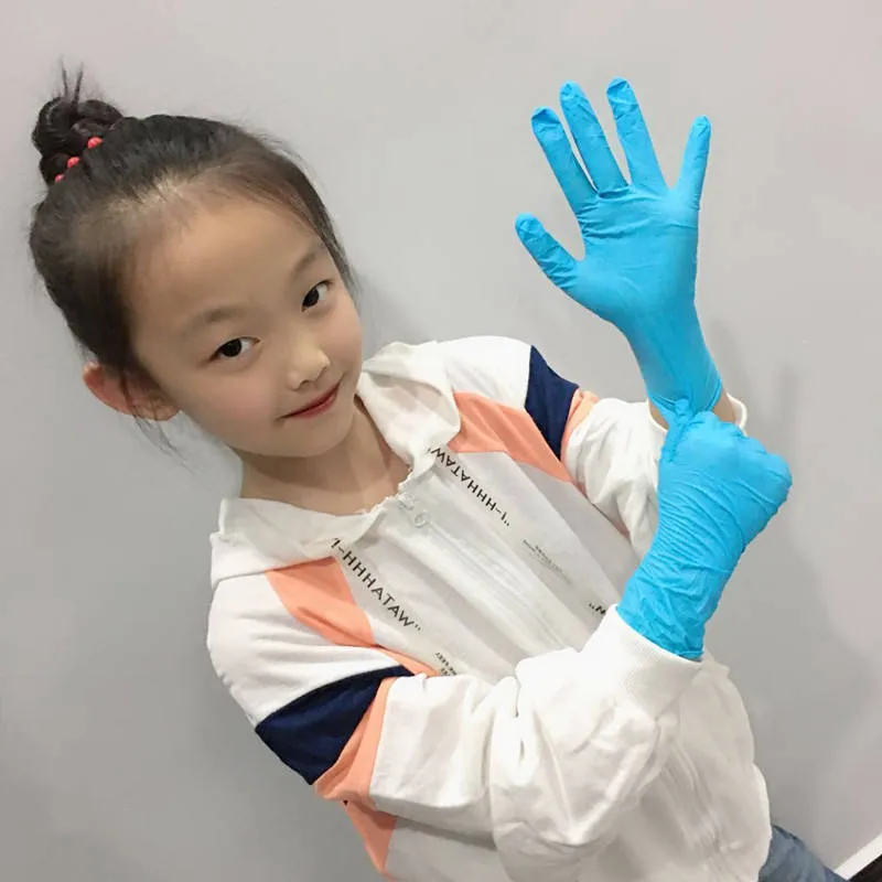 100 szt. Dzieci jednorazowe rękawiczki nitrylowe Klasa pokarmowa PVC guma ochrona lateks domowych Mały rozmiar 218H