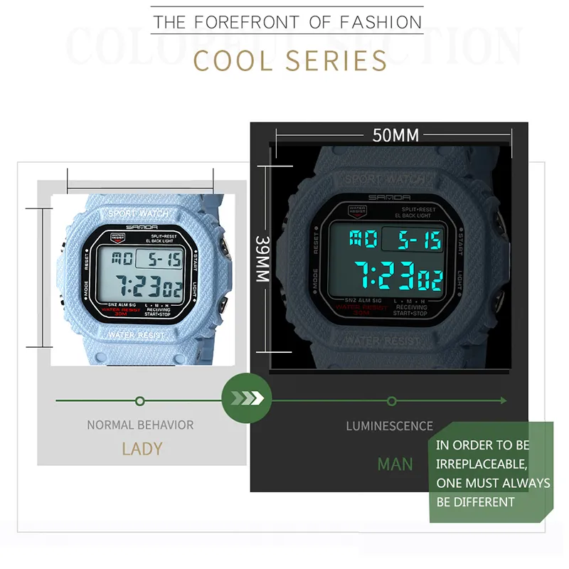 2019 nouveau Denim SANDA Sport montre numérique G Style LED montres pour hommes étanche résister horloge relogio masculino esportivo1296t