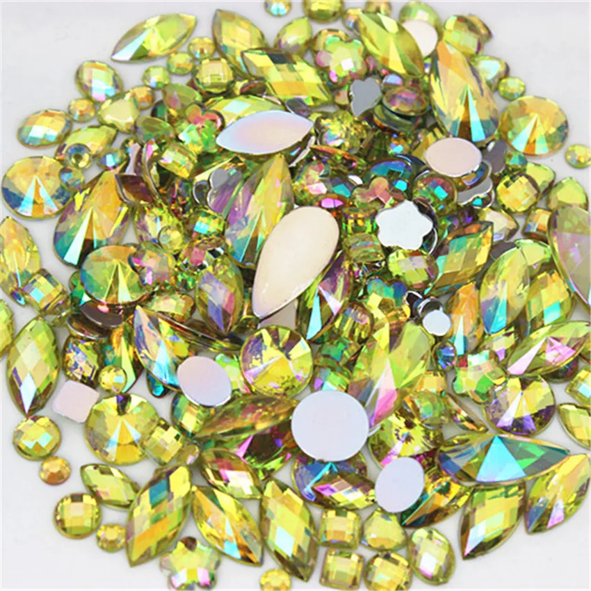 18G cirka 300 st blandade formstorlekar ab akryl strass 3D nagelkonst strass non fix flatback stenar dekorationer zz4000330s