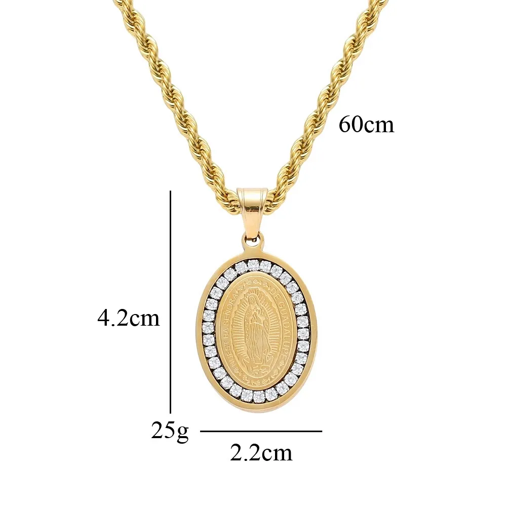 Collana con ciondolo di diamanti Fashion-Virgin Mary uomo donna Pendenti di lusso in oro argento cristiano religioso Catene in acciaio inossidabile297o