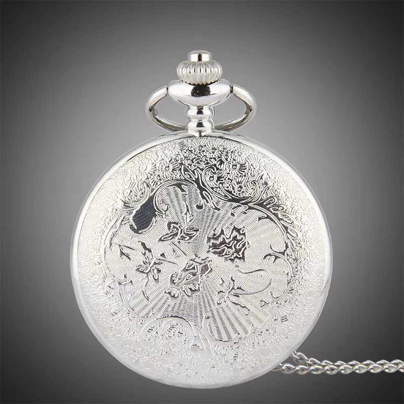 TFO montre de poche argent pétales creux Surround danse sirène conception pendentif dames mode cadeau collier 219E