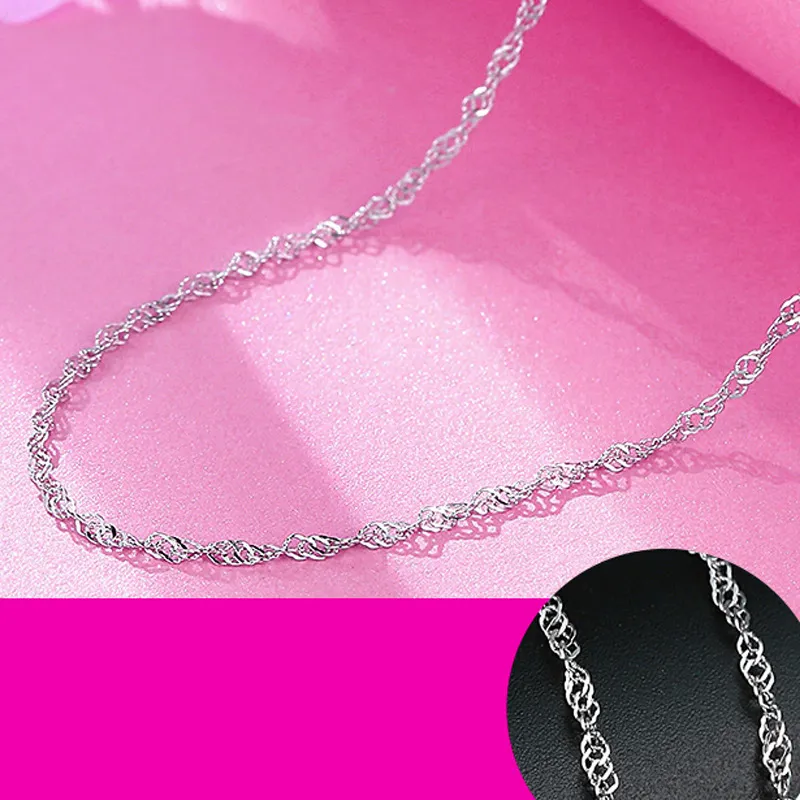 1mm Wasserwellenketten 925 Sterling Silber Halsketten Mode DIY Schmuck für Anhänger Frauen Mädchen Party Weihnachtsgeschenke 16 18 Zoll