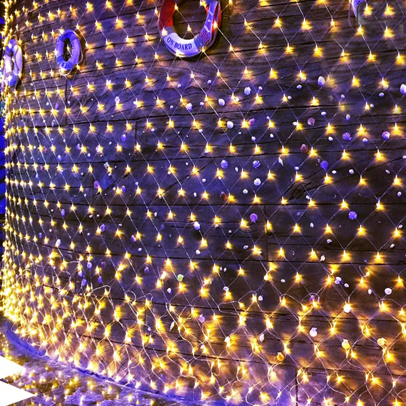 1 5Mx1 5M 3Mx2M 3Mx3M 6Mx4M 10Mx8M LED Rete a rete Fata Luce della stringa Giardino esterno Patio Tenda della finestra Natale Matrimonio Vacanza Garlan306W