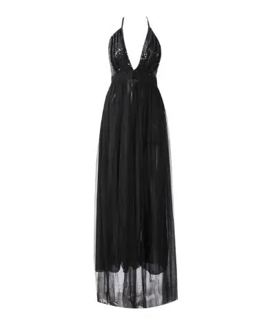 Женское вечернее бальное платье с глубоким v-образным вырезом без рукавов, плиссированная сетчатая одежда с высокой талией, женское длинное торжественное платье196w