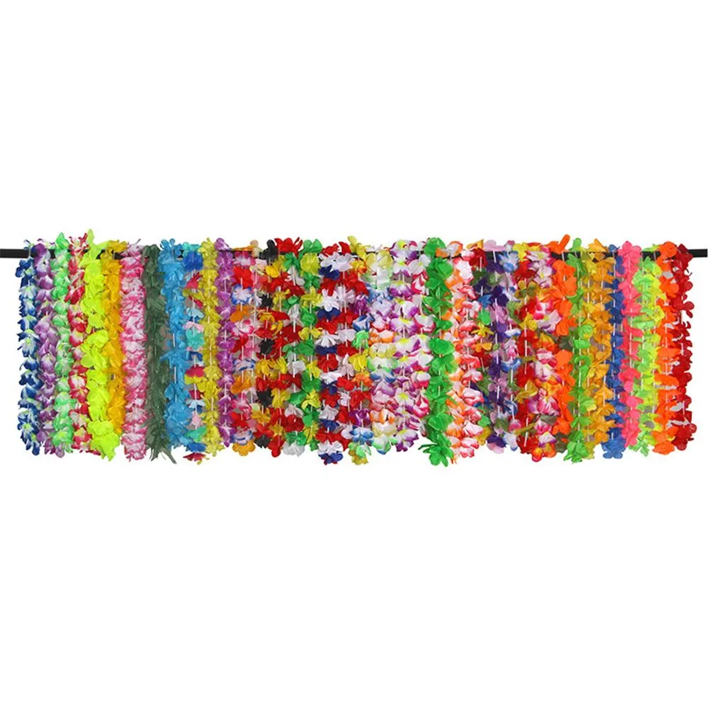 50 stks Hawaiiaanse Leis Garland Kunstmatige Ketting Hawaii Bloemen Feestartikelen Strand Fun Krans DIY Kerstcadeau Bruiloft Decoraties2450