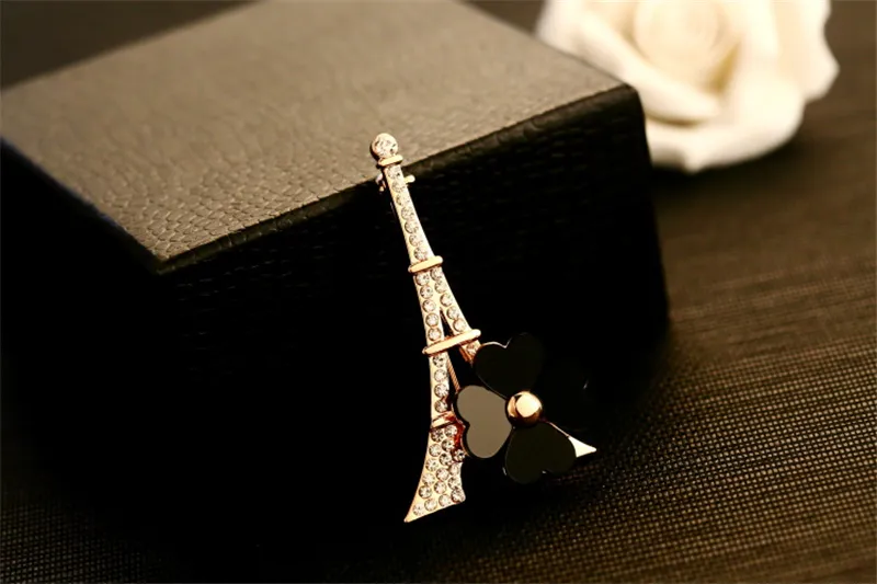 Ny trendig design Paris Tower Flower Brosch Fashion Women Exquisite 18k Gold Plated Brosch Casual Party Gift Brosch Jewelry254R