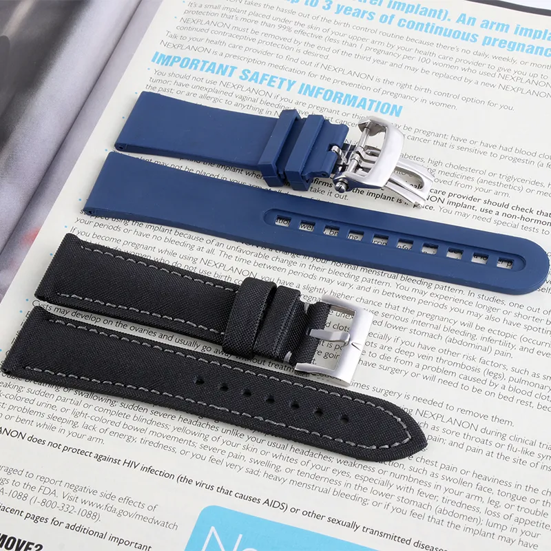Nylon-Uhrenarmband, Gummi-Uhrenarmband für FIFTY FATHOMS Herrenarmband, Schwarz, Blau, 23 mm, mit Werkzeug 5015-1130-52A263x