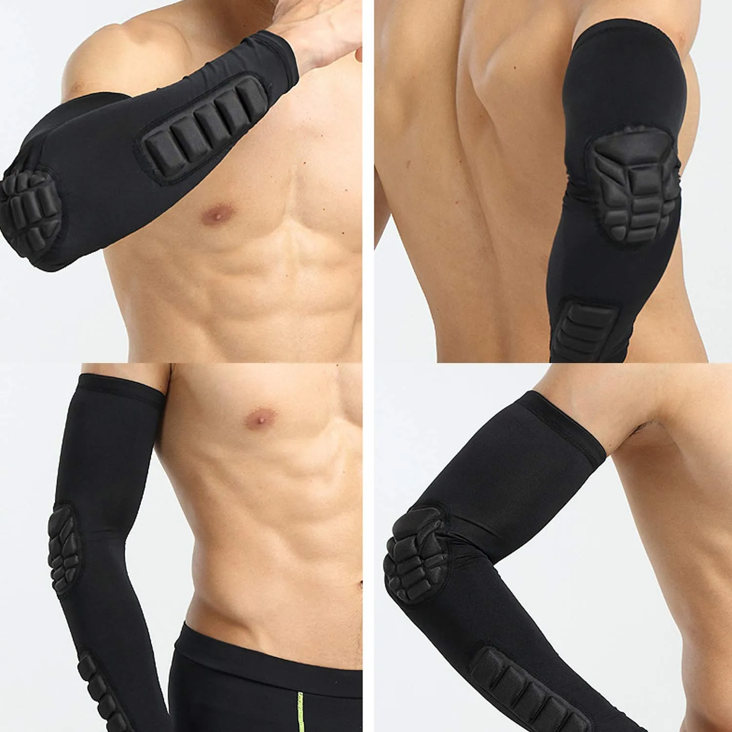 2 pçs cotovelo manga acolchoada compressão braço antebraço guarda mangas esportivas almofadas de proteção suporte para futebol basquete beisebol cyc331k