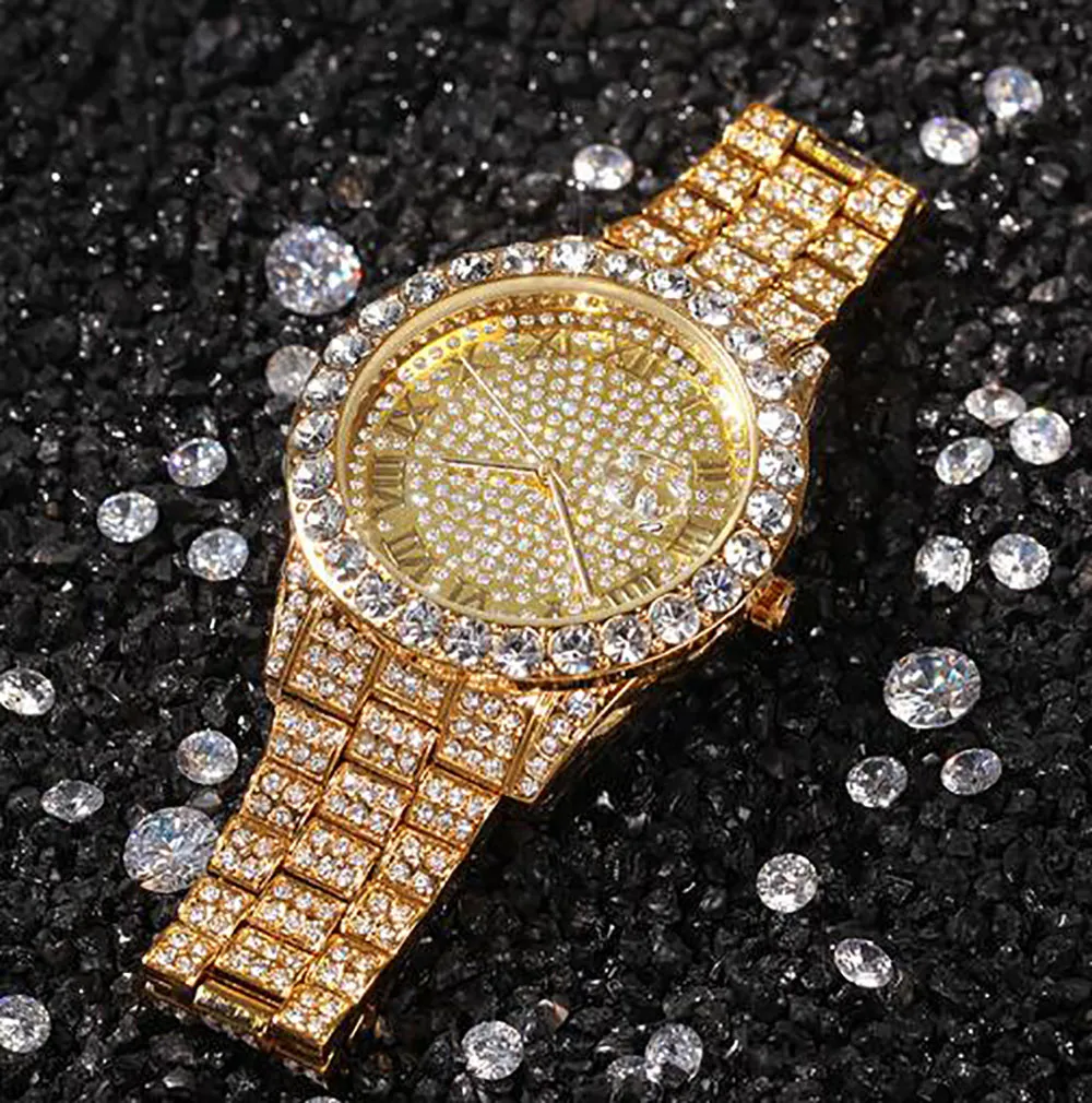 Kwaliteit diamanten horloge automatisch uurwerk waterdicht luxe horloge man 42 mm 316 roestvrij staal Iced Out Watch311o