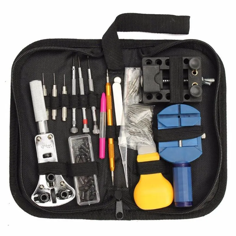 144st Professional Watch Tools Set For Case Opener Reparationsverktyg Horloge GereedSchapset Hand-verktyg243R