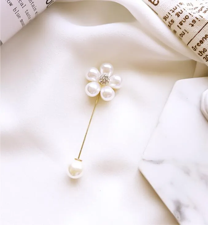 Moda- nuova moda spilla fiore spilla scialle fibbia perla perla tipo parola coreana accessori spilla gioielli brooch247O