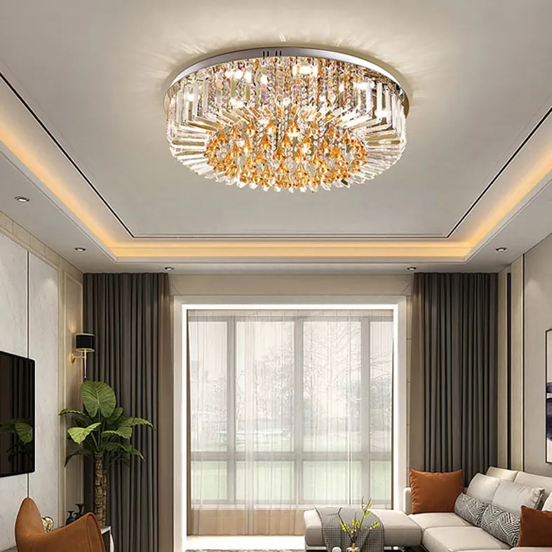 LED -lampan moderna taklampor fixtur europeiska k9 kristall taklampa hem inomhus belysning fjärrkontroll 3 vita färger dimmab249k