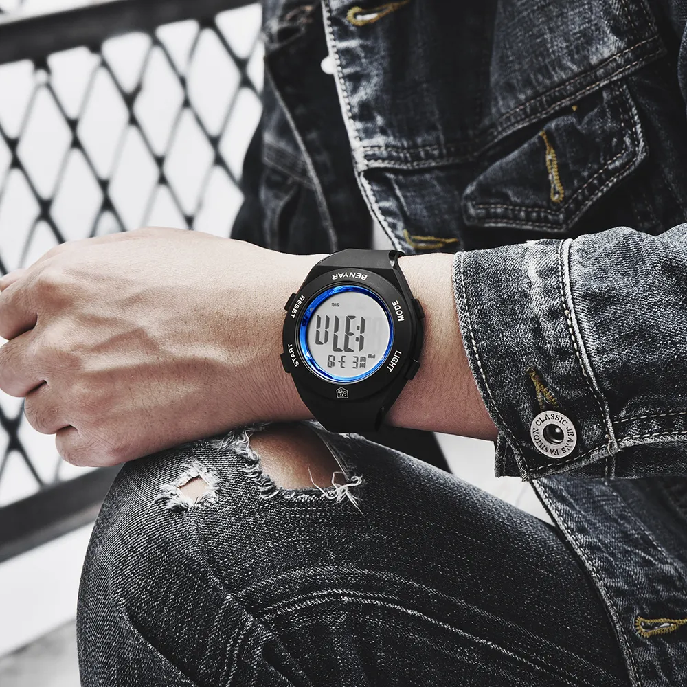 BENYAR Heren Sport Digitaal Waterdicht Horloge Heren Jongen LED Digitale Stopwatch Datum Sport Polshorloge Relogio Masculino Digitale G344t