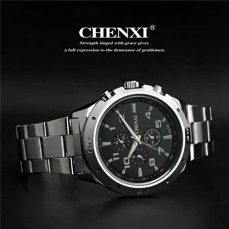 Chenxi Brand Top Original Men Watches Fashion Nasual Male Wristwatch Stainless Steel Quartz Man Watch Relogio Massulino268L