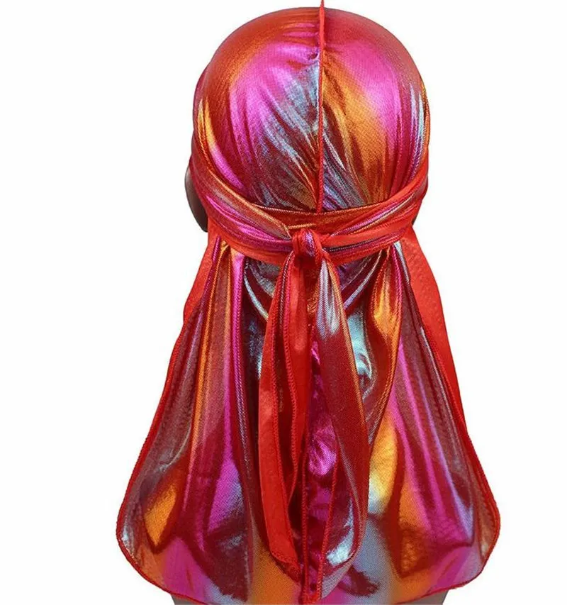 Men colorido colorido durags turbano bandanas de cabeça para a cabeça da cabeça de capa de cabelo acessórios de onda Caps Rags Hat da293