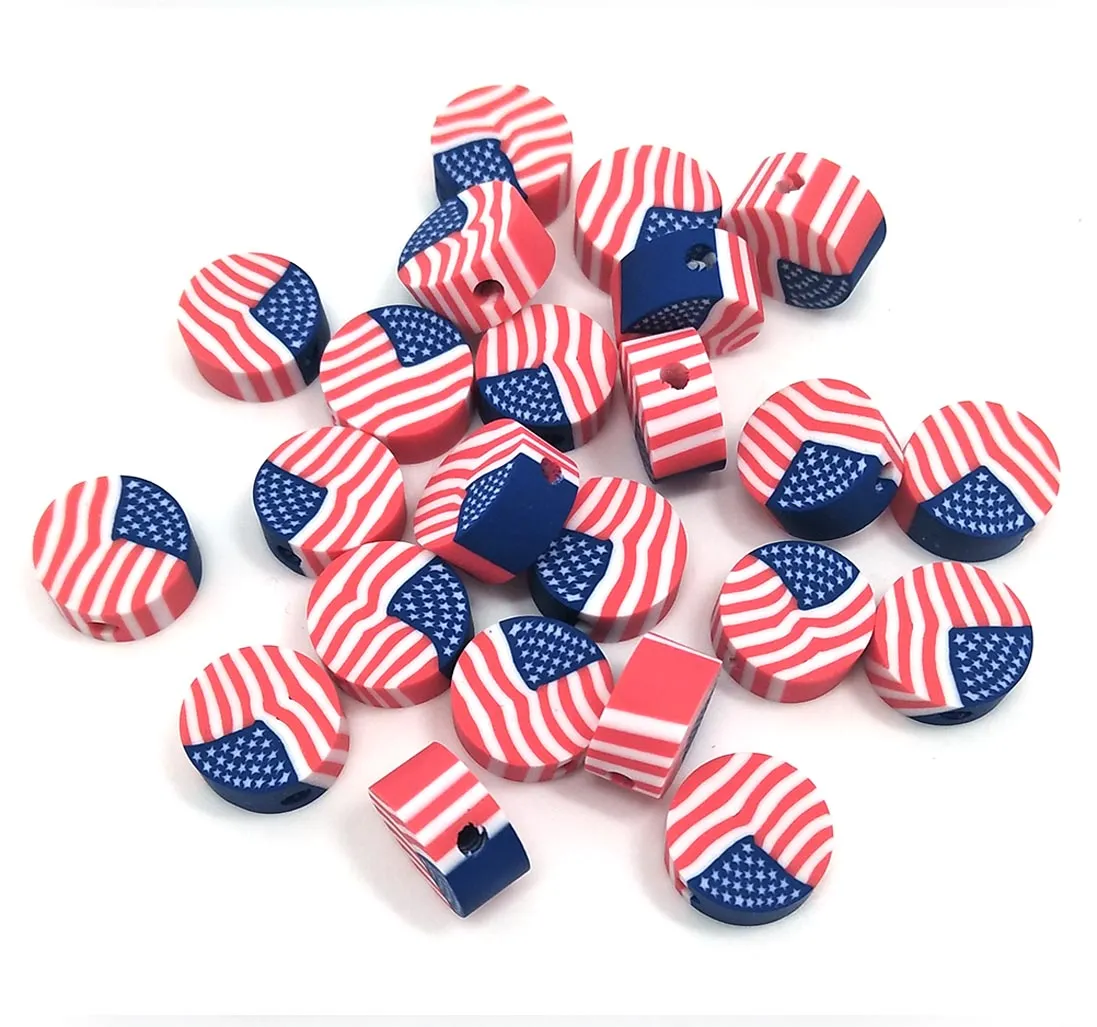 3 style na działkę okrągłe gliniane flagi flagi koraliki Ameryki Puerto Rico i Wielka Brytania w średnicy 10 mm dla biżuterii DIY235L