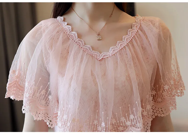 Femmes Tops Et Blouses D'été En Dentelle Blouse Chemise De Mode Femmes Blouses Nouveau 2018 À Manches Courtes En Dentelle Top Blusa Feminina 0788 30 Y190510