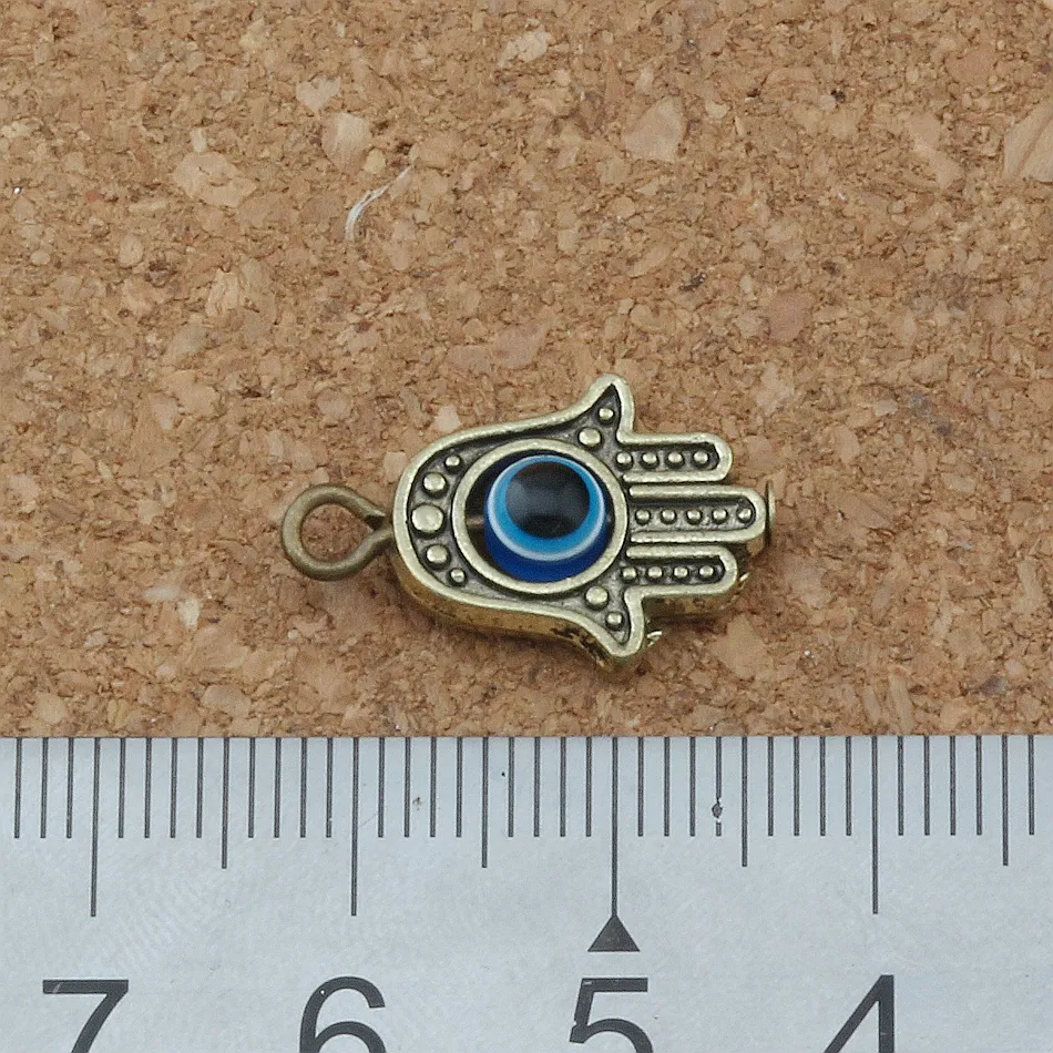 90 pièces Hamsa main oeil bleu perle Kabbale bonne chance pendentif à breloque bijoux bricolage idéal pour bracelet collier boucles d'oreilles 18 2x12 8mm 3 couleurs A-3256D