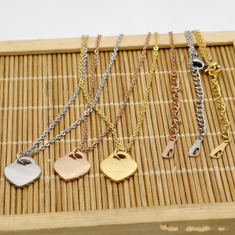 Jewerly Stainless Steel 18K Gold Miltated Necklaceショートチェーンシルバーハートネックレスペンダントロケットネックレス女性用Coupl303b