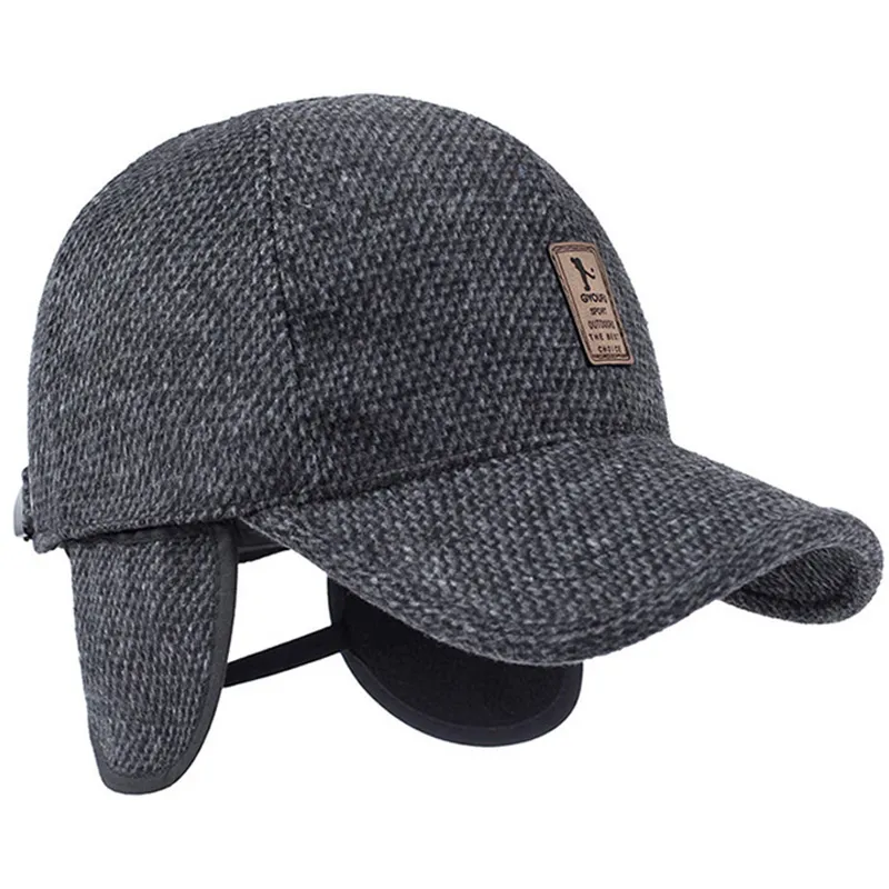 Casquette de baseball en laine tricotée pour hommes et femmes, design chaud et décontracté, pour cyclisme en plein air, ski, chapeaux avec oreillettes, 194m