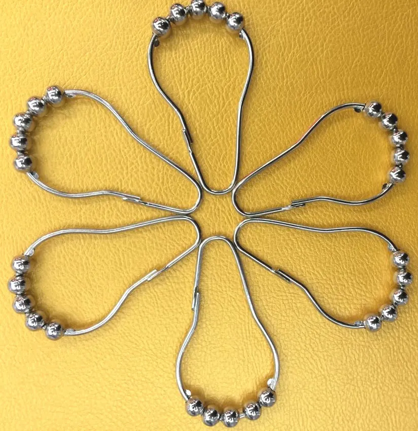 Crochet de rideau de douche boucle en métal antirouille 5 rouleaux boule perle gourde type anneaux accessoires de salle de bain