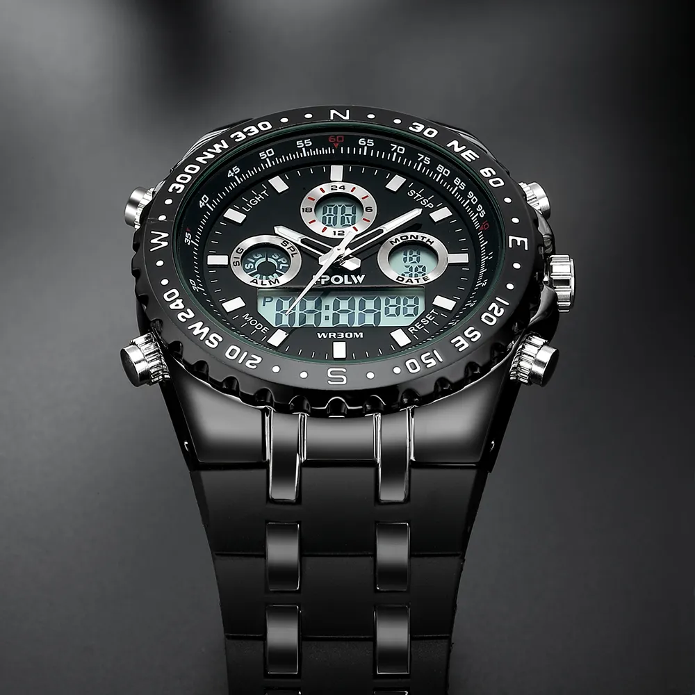 Orologio da uomo analogico digitale di lusso al quarzo nuovo marchio HPOLW orologio casual da uomo stile G impermeabile sportivo orologi militari shock CJ251C