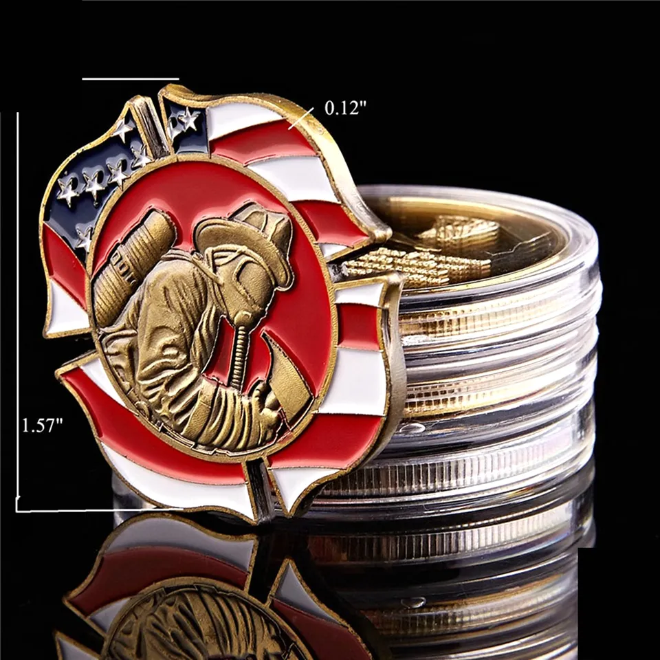 American Fire Rescue With Flag Obligatory Honor Brass Glory Craft 1oz Military Copper Memorial Challenge Coin3780254