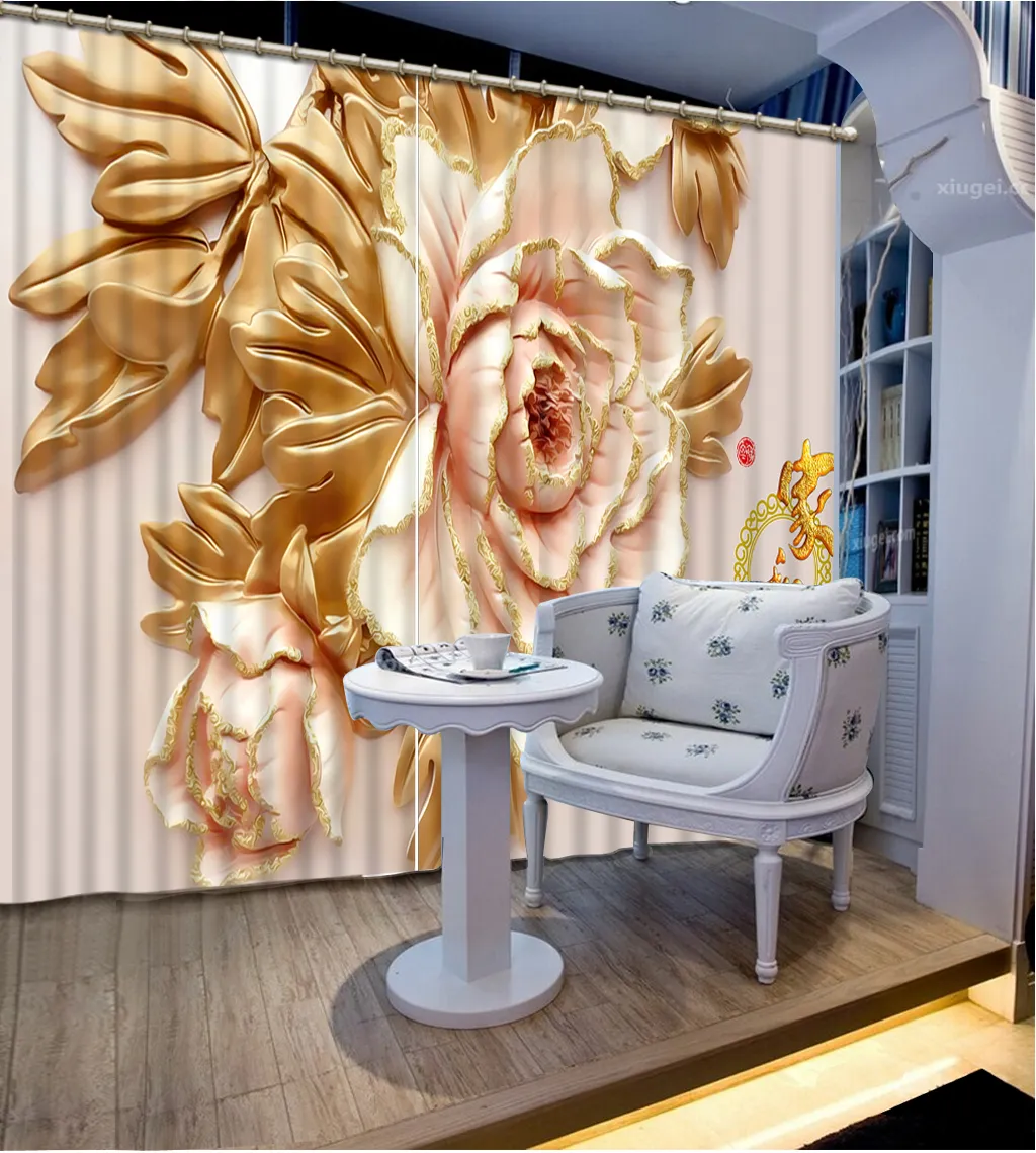 Rideaux européens Chambre PO Paint rideau pour le salon Marble Angel Flower 3D Window Curtains262y