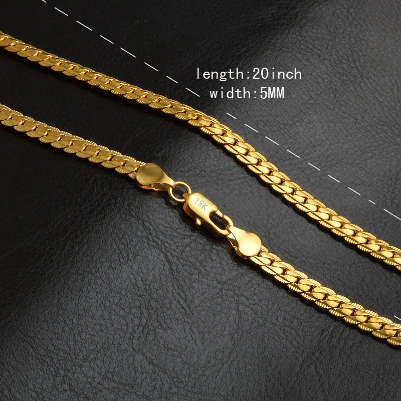 20 pouces de luxe mode Figaro lien chaîne collier femmes hommes bijoux 18K véritable plaqué or hip-hop chaîne colliers entier306J