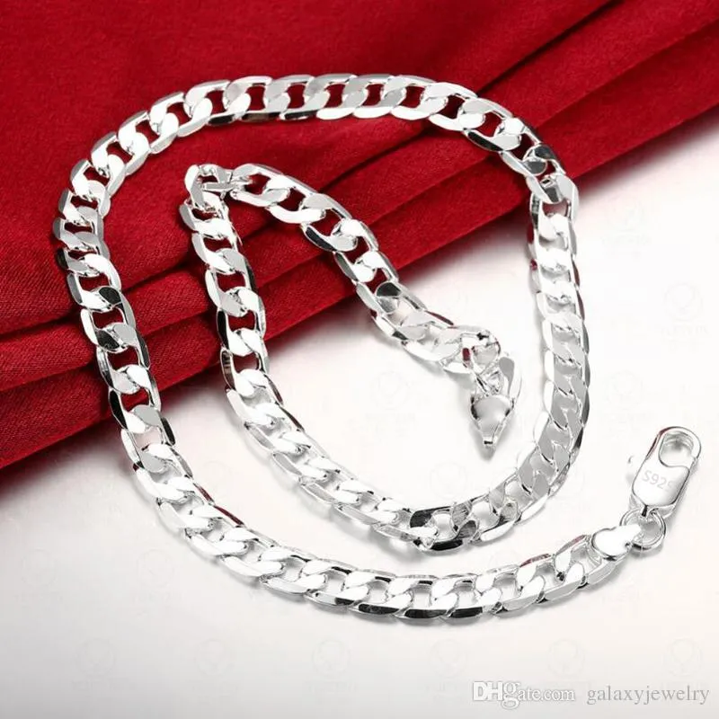 Yhamni Original 925 Silver Vintage Chain Necklace Men smycken 8mm modeuttalande halsband Hela sidhalsbandet YN0342103