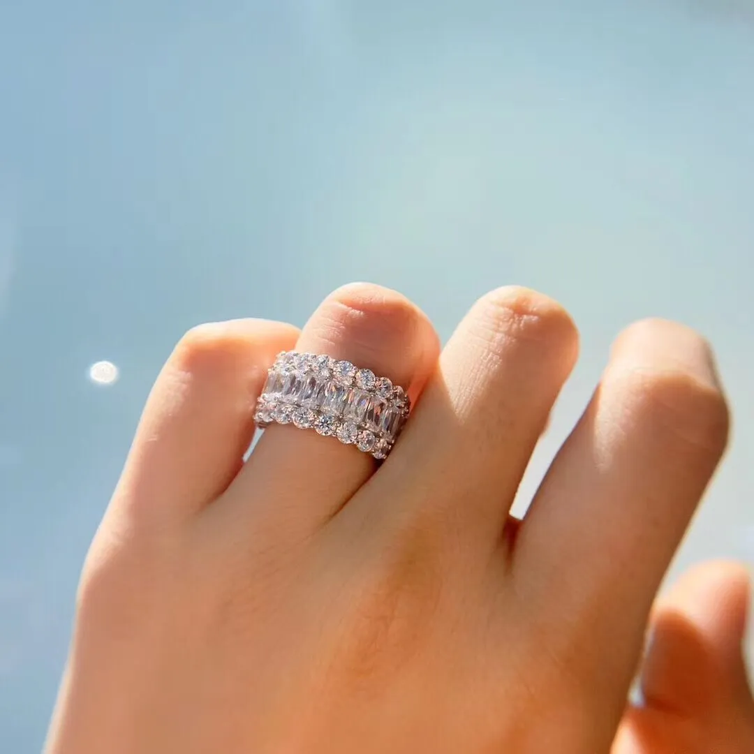 Кольцо с бриллиантом «Хлеб» из серебра 925 пробы, роскошное кольцо со льдом, модные украшения, весь набор, блестящий бриллиант, кубический цирконий238E