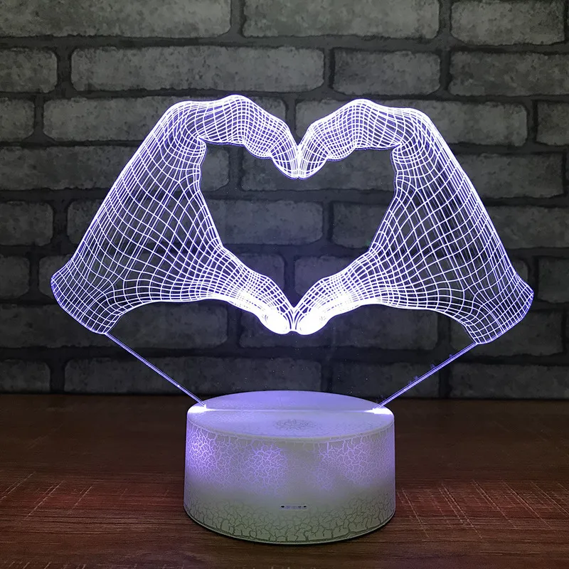 Светодиодная акриловая кровать Custom 3d маленькие ночные светильники Любовь сердце