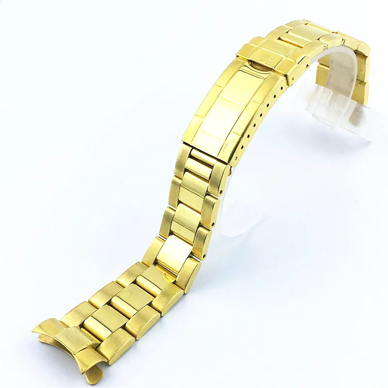 Nouveau bracelet de montre bracelet de montre 20MM hommes entièrement en acier inoxydable fermoir papillon or argent pour Rol Gmt strap269V