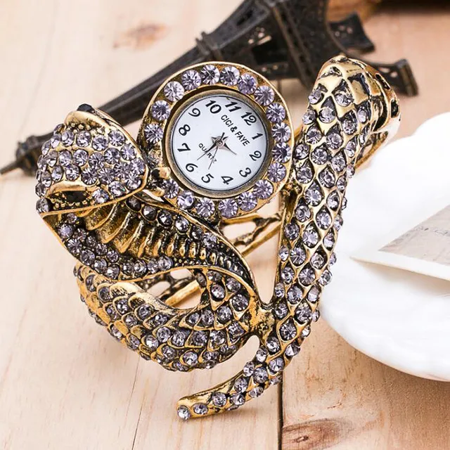 2019 Ny stil Snake -formad titta på modeklocka armband titta på unik design kvinnor klänning klockor tjej relogio feminino3055