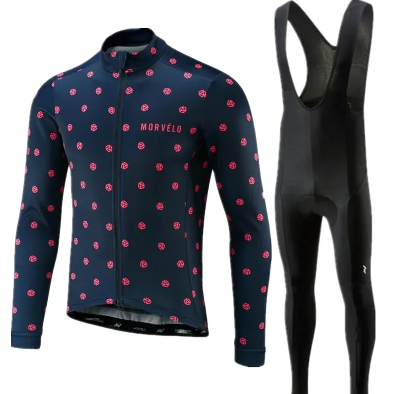 Morvelo Langarm Männer 2018 Pro Team Radfahren Jersey Hosen Set Radfahren Kleidung Rennrad Jersey Fahrrad Kleidung Trägerhose Suits201D