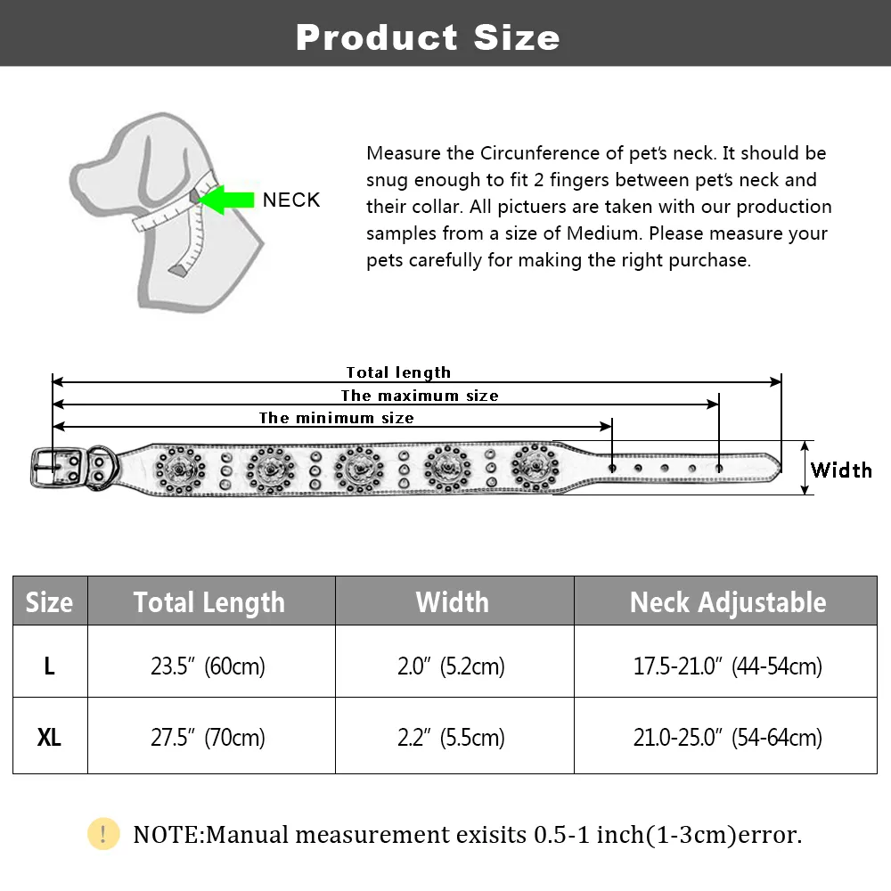Collar de cuero duradero para perros, collares para perros con tachuelas, ajustables para perros medianos y grandes, Pitbull K9 L XL4769738