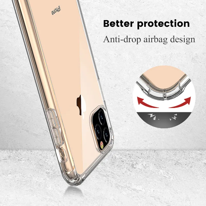 Stoßfeste Airbag-weiche TPU-Rückabdeckung für iPhone 11 Pro Max XS Max XR X 11pro Anti-Scratch-Telefonhülle Airbag-Vollabdeckung