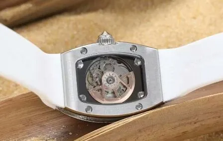 Kobieta luksusowa ręka na rękę Diamond srebrny srebrny przezroczystą przezroczystą nierdzewną gumową damską szwajcarską markę automatyczną mechaniczną damę zegarki GI341L