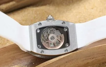 Kvinna Luxury Wristwatch Diamond Kvinna Silver Rostfritt transparent gummi Kvinnor Swiss varumärke Automatisk mekanisk Lady Watches GI341L