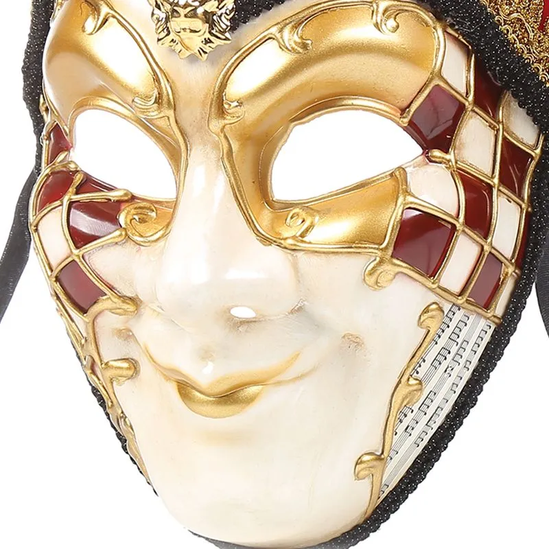 Maski imprezowe pełne twarz mężczyźni kobiety Venetian Theatre Jester Joker Masquerade Mask With Bells Mardi Gras Party Ball Cosplay M282M