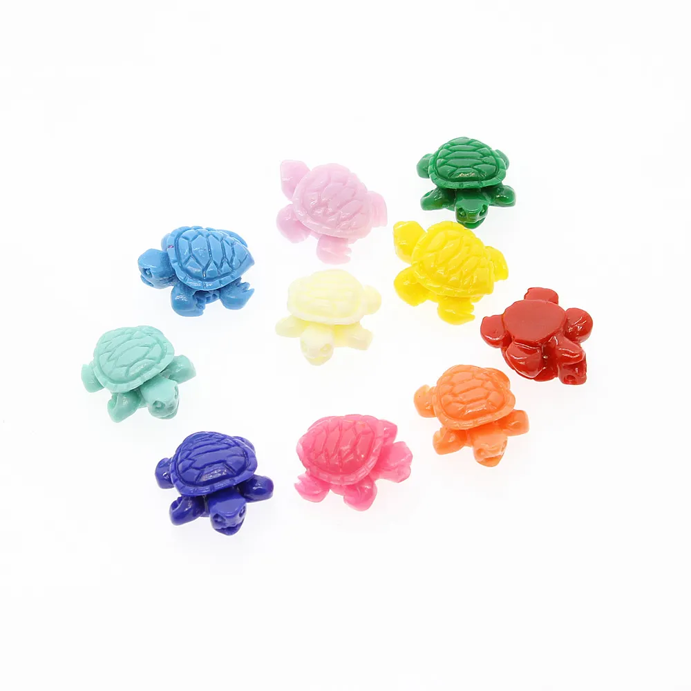 Mix Color Carving Little Seeturtle Korallenperlen 12 mm losen kleinen Schildkröten Korallenperlen DIY -Schmuck machen Accessoires262b