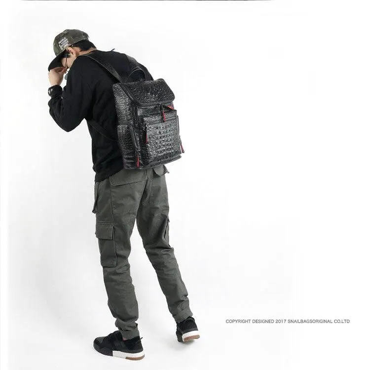 Högkvalitativ läderkrokodiltryck ryggsäck män väska berömda designers duk mäns ryggsäck resväska ryggsäckar bärbara väska291i