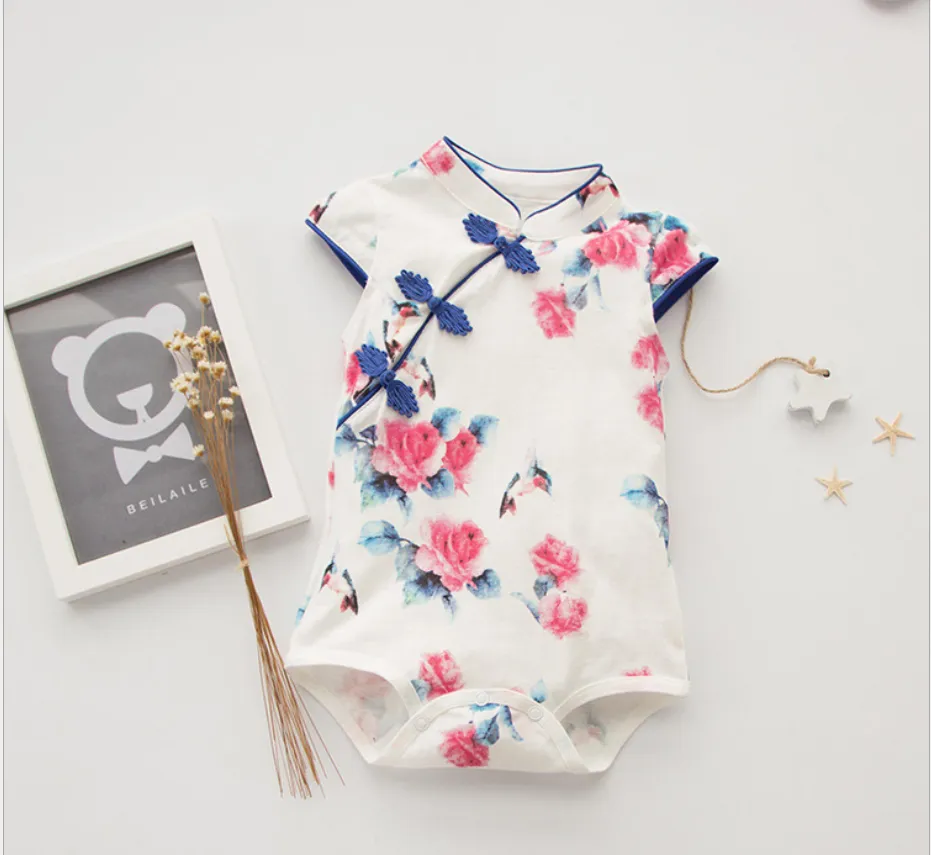 Baby Gir lClothes2020, летние комбинезоны в китайском стиле с цветочным принтом, одежда для новорожденных, roupa menina, комбинезон для маленьких девочек Romperoecj2282844178