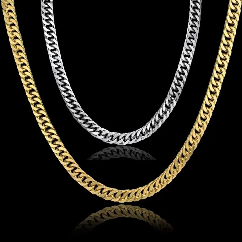 Hela vintage lång guldkedja för män kedja halsband Nya trendiga guld färg rostfritt stål tjockt bohemiska smycken Colar hane 302Q