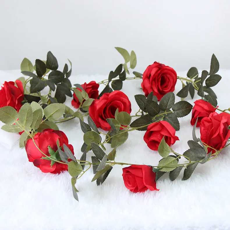 4 Teile/los 2M Künstliche Rose Rebe Seide Blume Rose Dekoration Hause Innen Rohr Decke Pflanze Wand Dekorative Hochzeit gefälschte Blume St308P