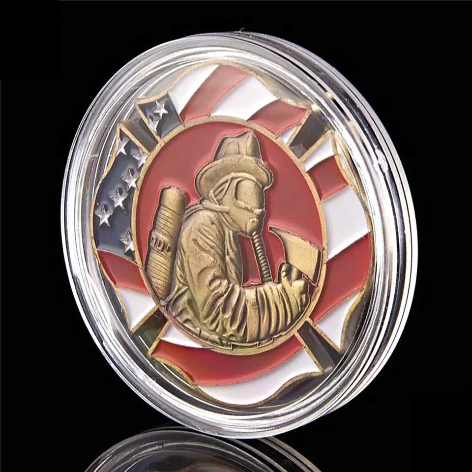 American Fire Rescue com bandeira Obrigatória Honra Brass Glory Craft 1oz Copper Memorial Challenge Coin4832149