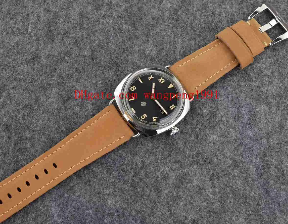 Hoge kwaliteit Horloge zwarte wijzerplaat 424 00424 000424 Mechanische Transparante Lederen Band Bands Automatische Herenhorloge Watches246o